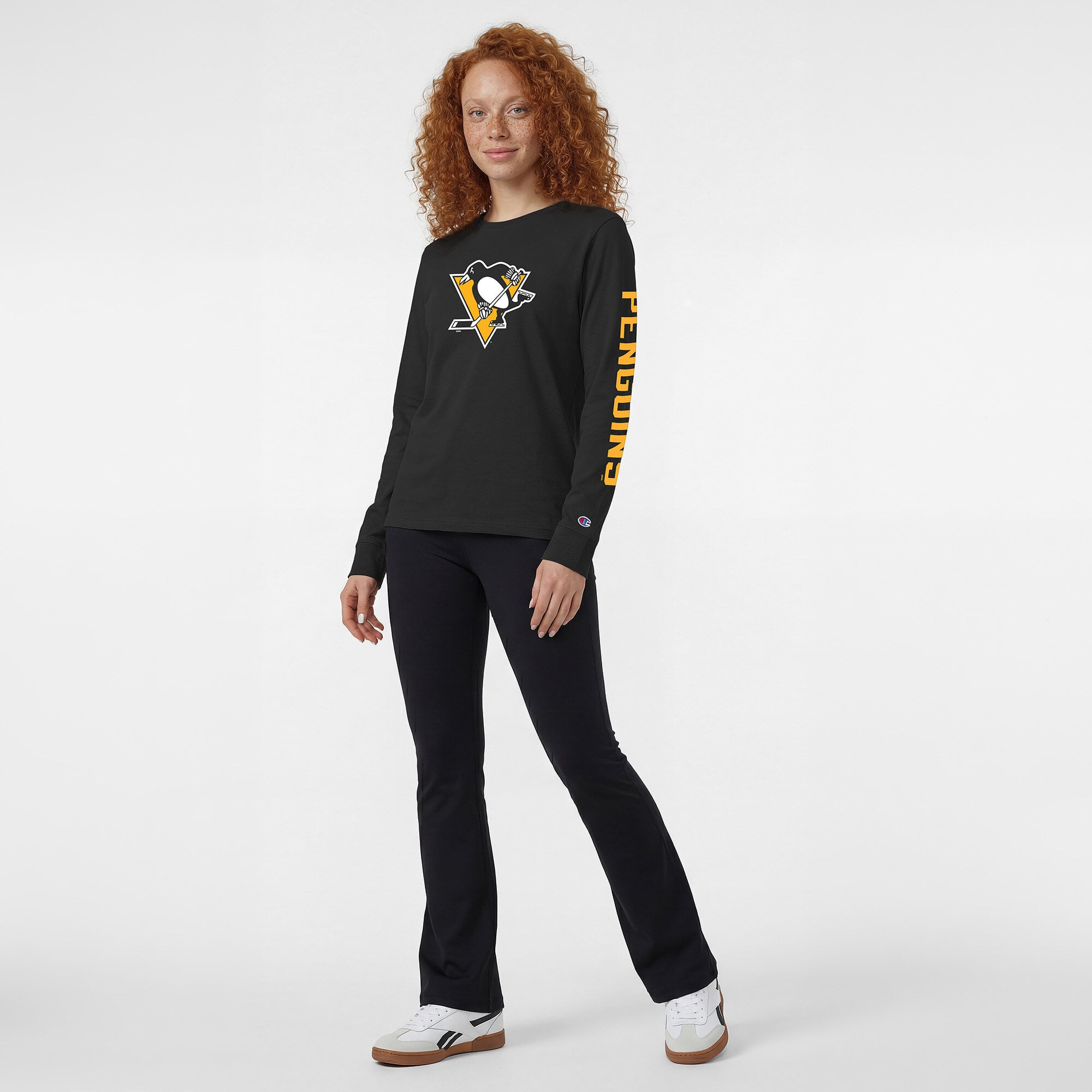Women's Champion  Black Pittsburgh Penguins Team Logo Long Sleeve T-Shirt