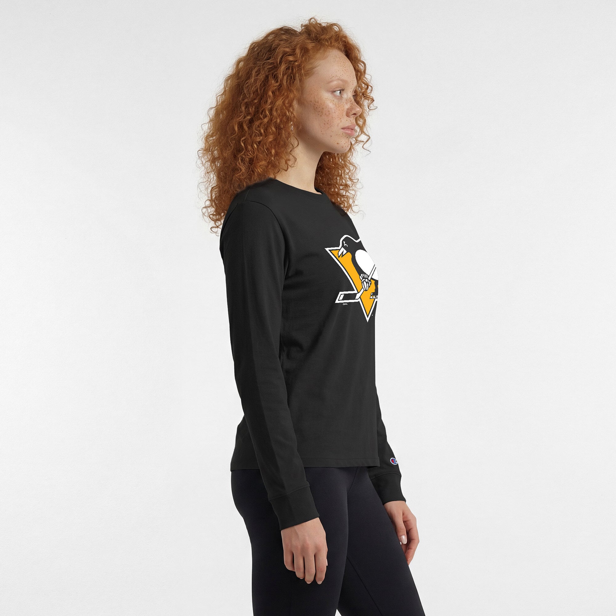 Women's Champion  Black Pittsburgh Penguins Team Logo Long Sleeve T-Shirt