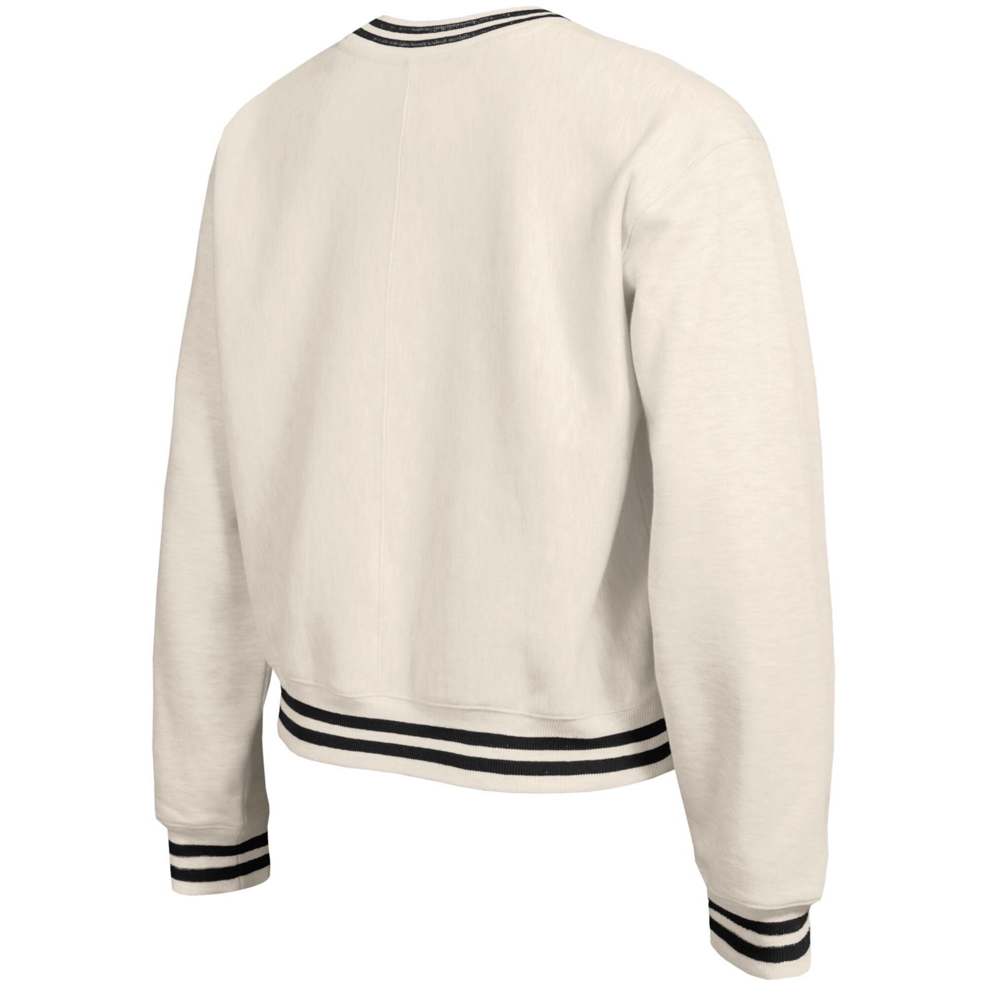 Sweat-shirt Champion crème pour femme, motif lauriers audacieux des Penguins de Pittsburgh, en fil tissé inversé.