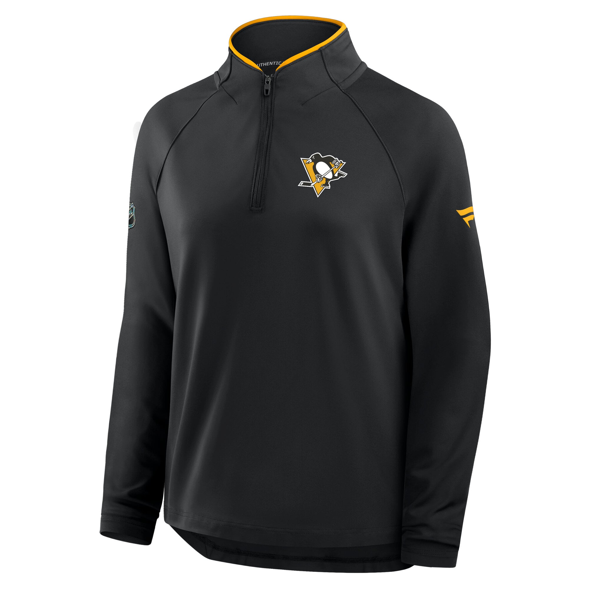 Pull-over léger à col zippé Fanatics noir authentique Pittsburgh Penguins pour femme