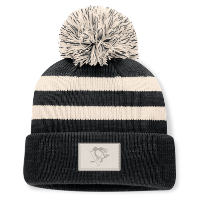  Pittsburgh Penguins Fanatics Women's Fundamental Cottage Cuffed Knit Hat with Pom - Black