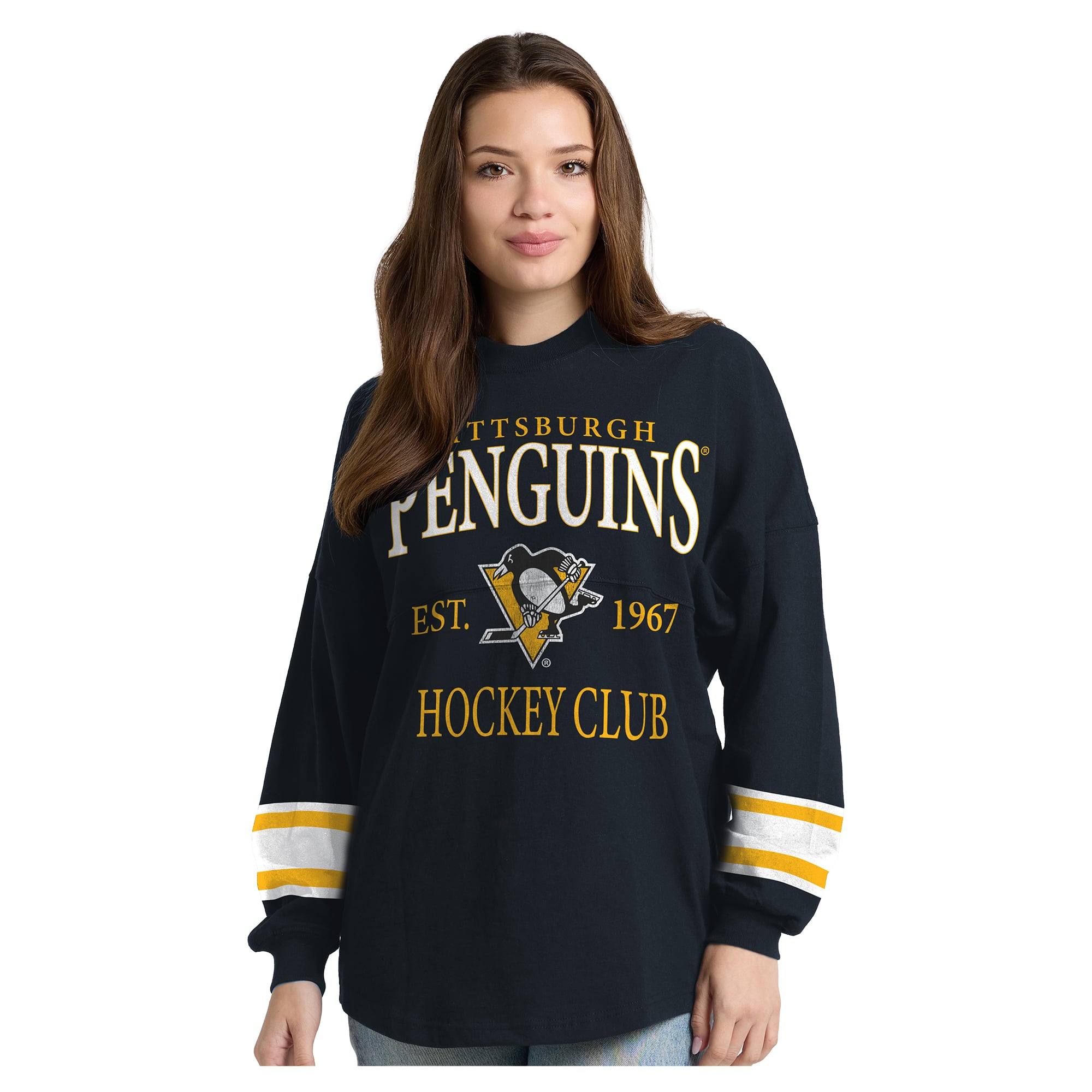 T-shirt à manches longues épais Fanatics Black Pittsburgh Penguins Hockey Club Spirit Jersey pour femmes