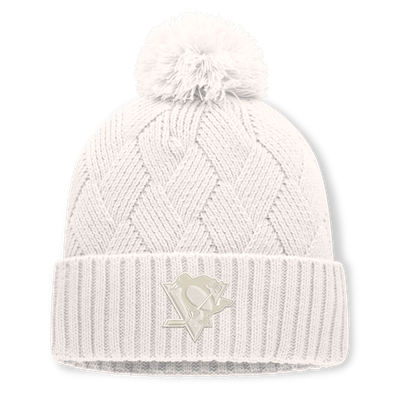 Pittsburgh Penguins Fanatics Women's Level Up Cuffed Knit Hat with Pom - Cream