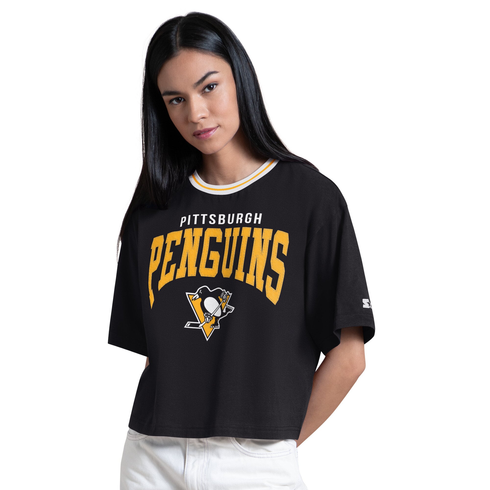 Women's Starter  Black Pittsburgh Penguins Ace Cropped T-Shirt