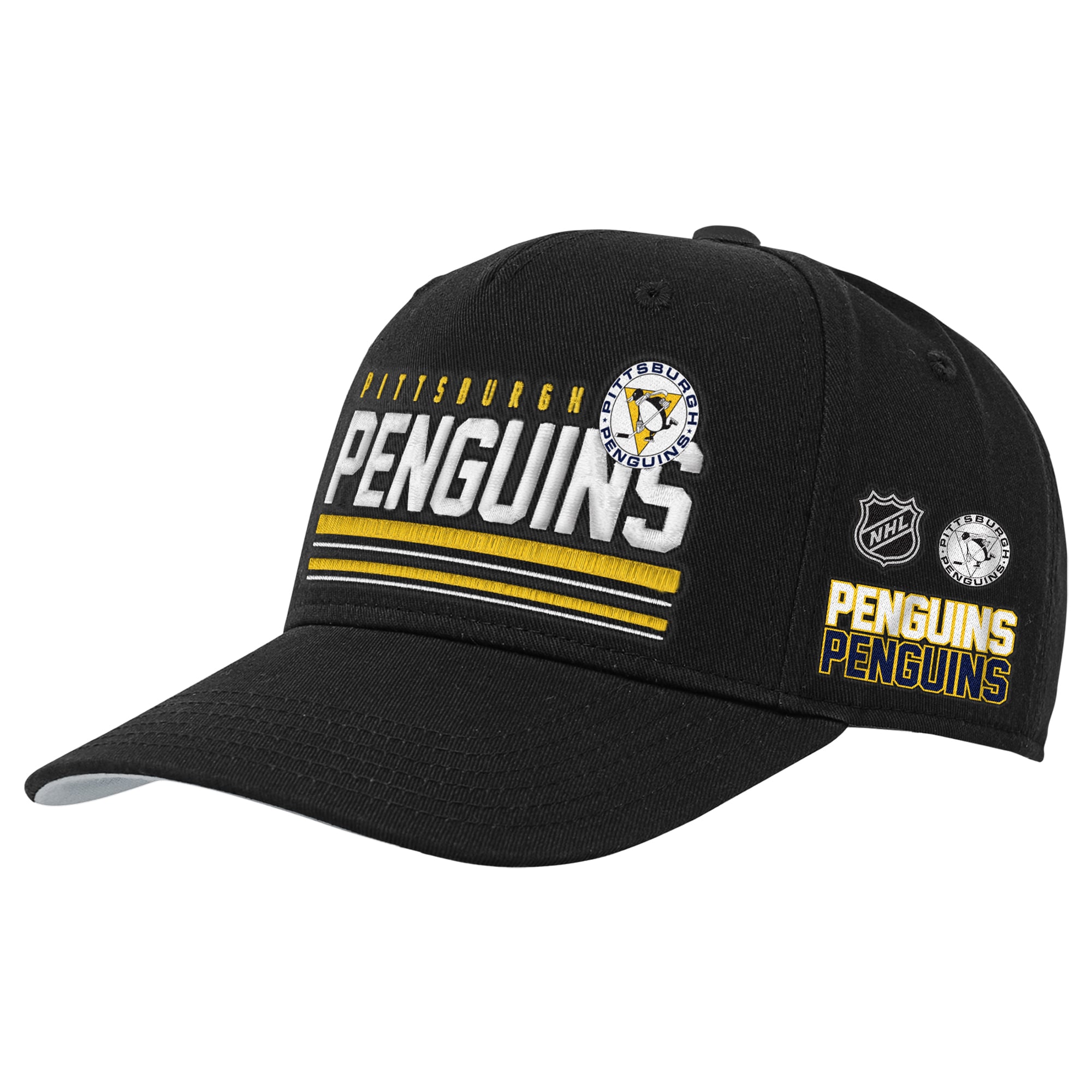 Casquette Mitchell & Ness Triple Play Pro Pinch noire pour enfant, modèle Pittsburgh Penguins