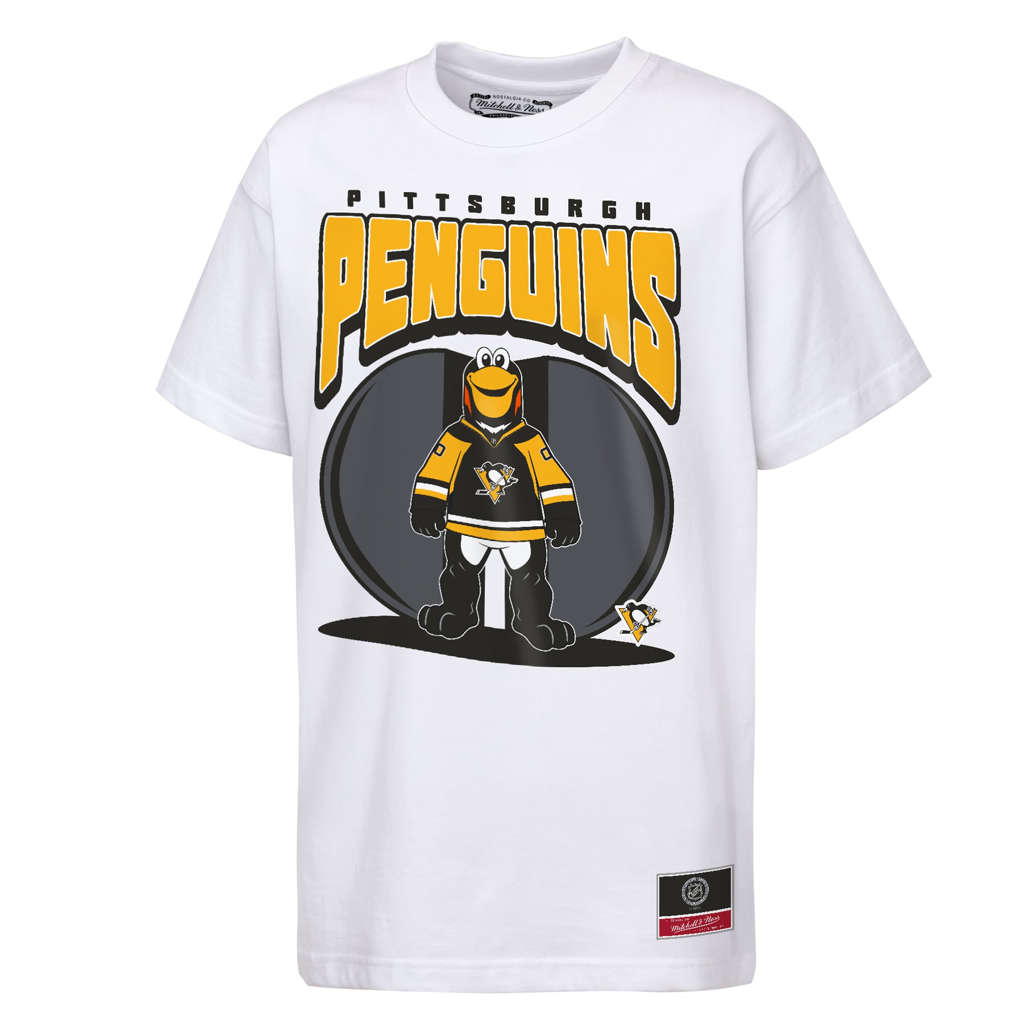 Youth Mitchell & Ness White Pittsburgh Penguins Mascot Mania T-Shirt