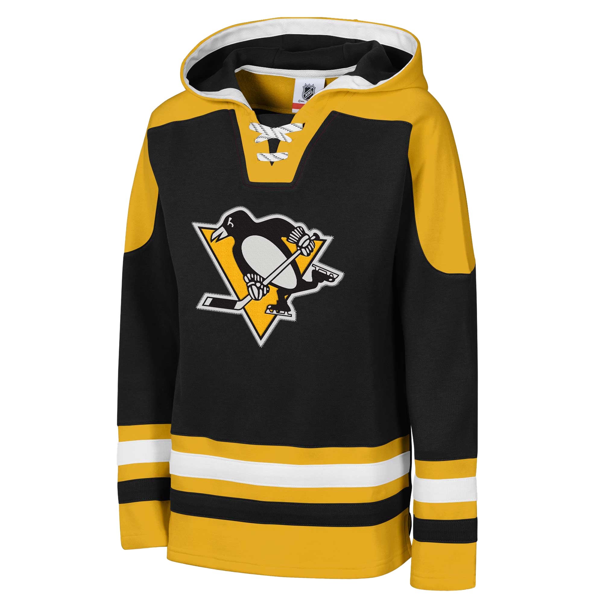 Sweat à capuche raglan col en V noir Youth Outerstuff Pittsburgh Penguins Ageless Must Have