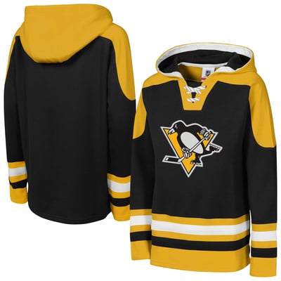 Pittsburgh Penguins Outerstuff Youth Ageless Must Have Home Raglan V-Neck Hoodie - Black