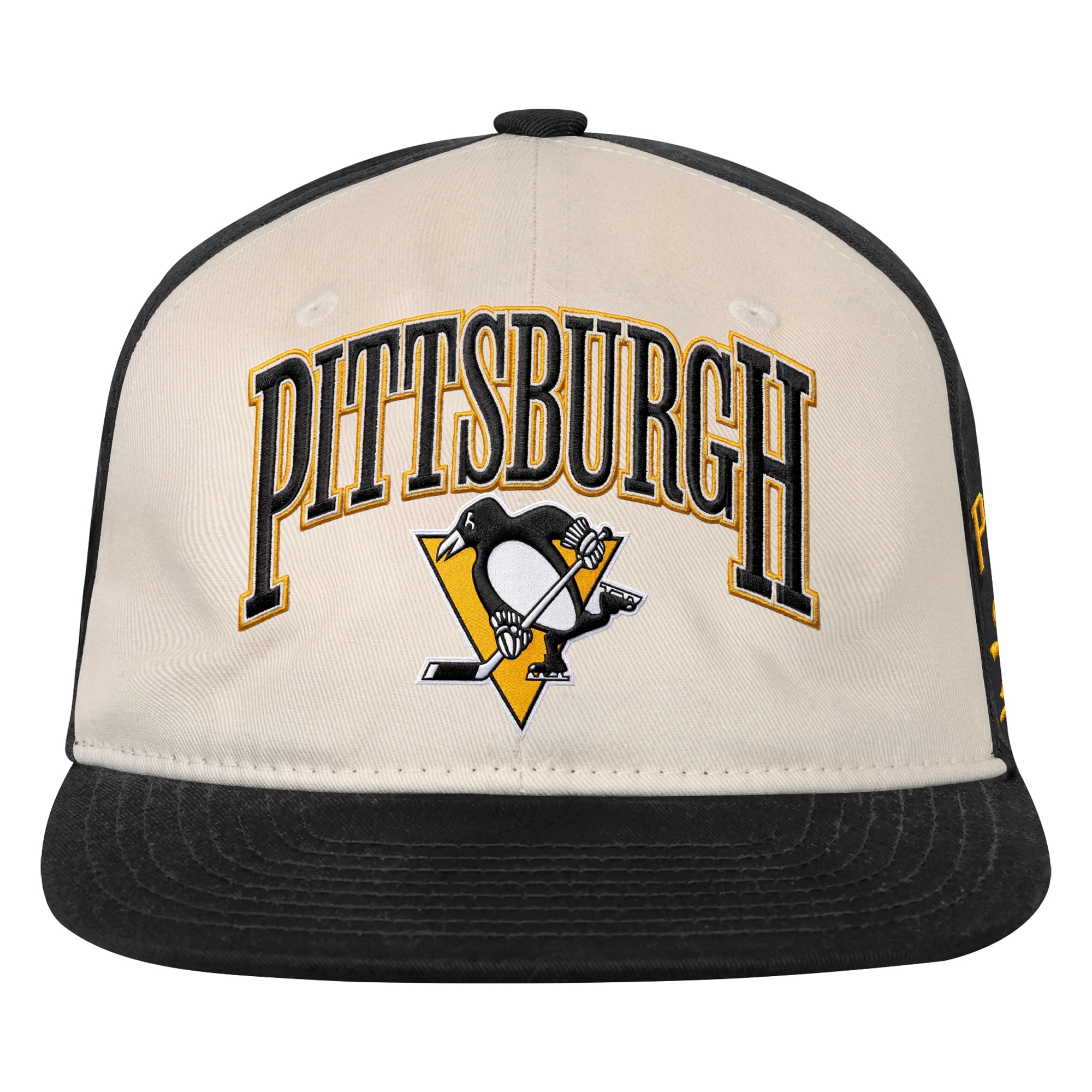Casquette à pression Outerstuff Arch des Penguins de Pittsburgh pour jeunes, naturelle/noire