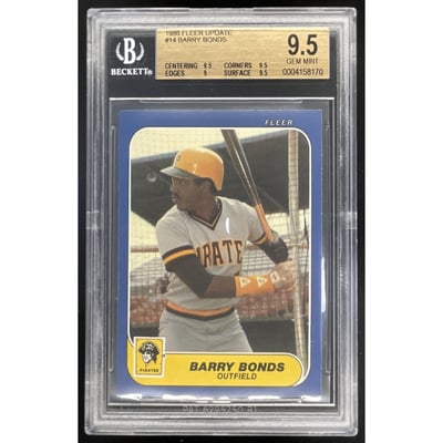 1986 Fleer Update #U-14 Barry Bonds RC BGS 9.5