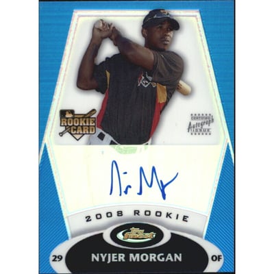 2008 Finest Refractors Blue #157 Nyjer Morgan AU