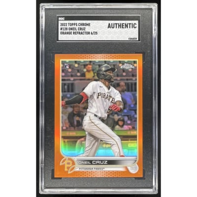 2022 Topps Chrome Orange Refractor #128 Oneil Cruz RC /25 SGC Authentic
