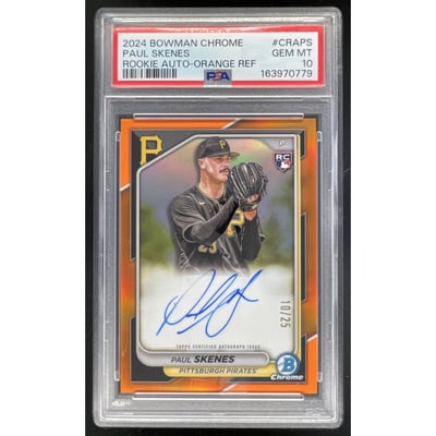 2024 Bowman Chrome Rookie Orange #CRA-PS Paul Skenes RC Auto /25 PSA 10