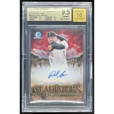 2024 Bowman Gladiators of the Diamond Chrome Red Paul Skenes RC Auto /5 BGS 9.5