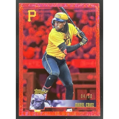 2025 Topps Archives 1996 Design Red Hot Foilboard #149 Oneil Cruz /50