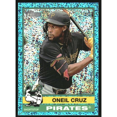 2025 Topps Heritage Chrome Light Blue Sparkle Refractors #183 Oneil Cruz