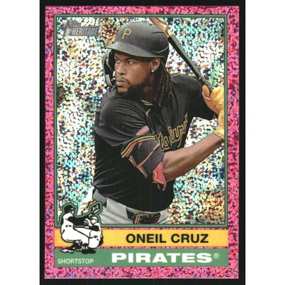2025 Topps Heritage Chrome Pink Sparkle Refractors #183 Oneil Cruz