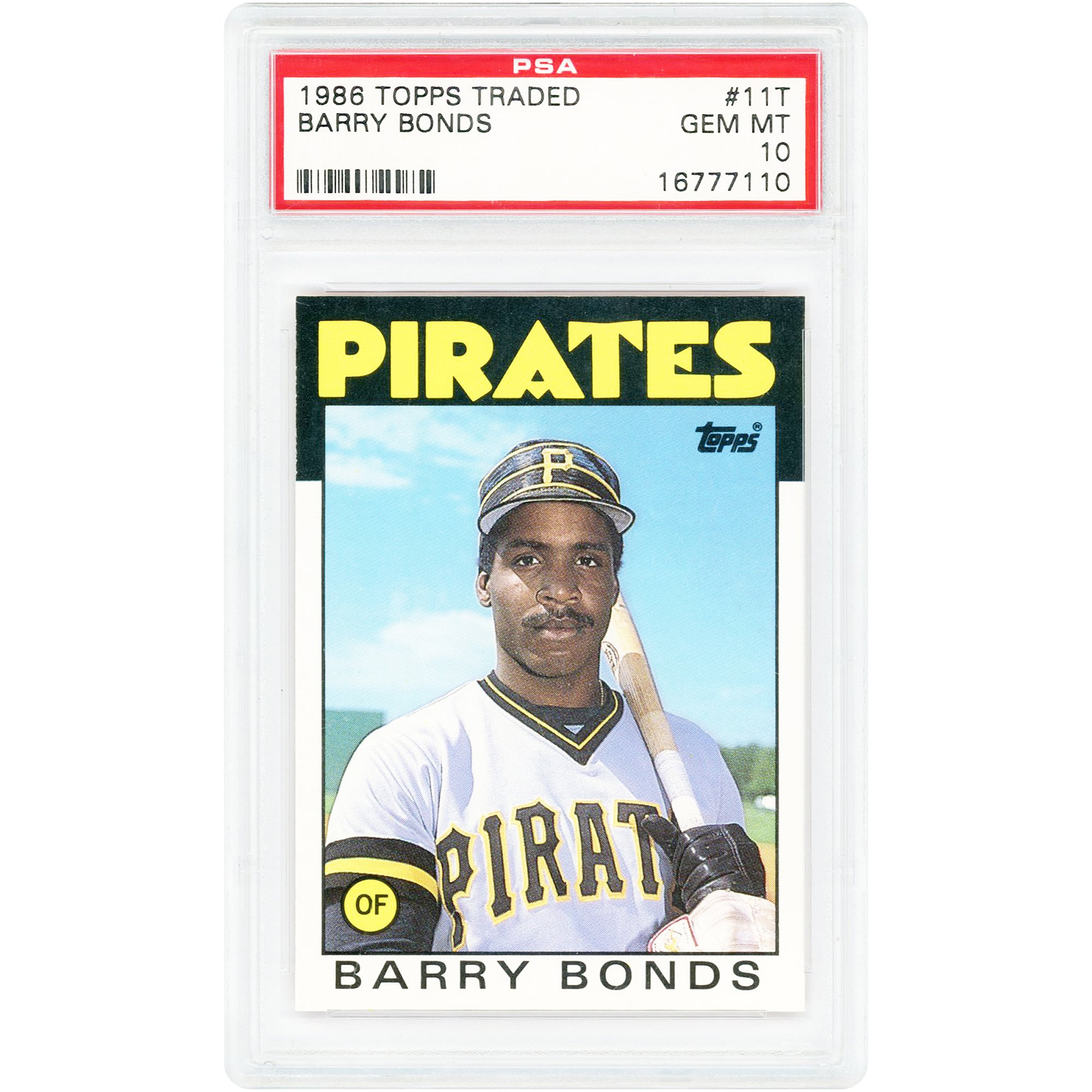 Carte de recrue Barry Bonds, Pirates de Pittsburgh, 1986, Topps Traded n° 11T, authentifiée PSA 10