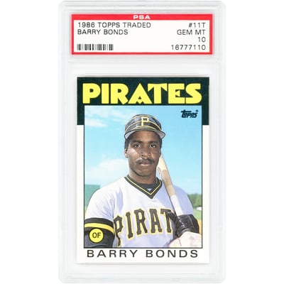 Barry Bonds Pittsburgh Pirates 1986 Topps Traded #11T PSA Authenticated 10 Rookie Card