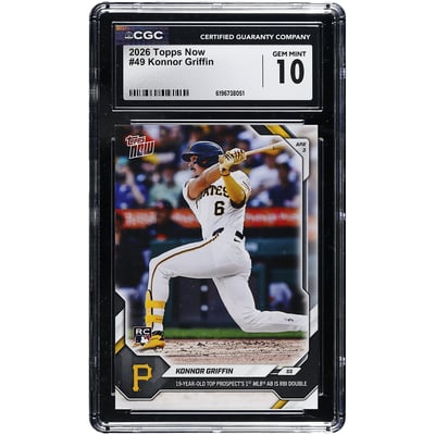 Konnor Griffin Pittsburgh Pirates 2026 Topps Now 19 Year-Old Top Prospect 1st MLB AB is RBI Double #49 CGC Authenticated GEM MINT 10 Rookie Card