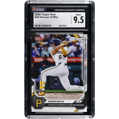Konnor Griffin Pittsburgh Pirates 2026 Topps Now 19 Year-Old Top Prospect 1st MLB AB is RBI Double #49 CGC Authenticated MINT+ 9.5 Rookie Card