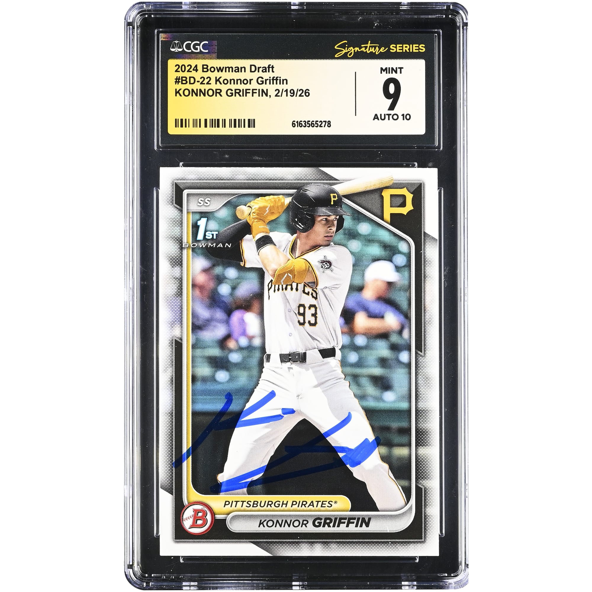 Konnor Griffin Pittsburgh Pirates Autographed 2024 Bowman Draft #BD-22 CGC Authenticated /10 Card