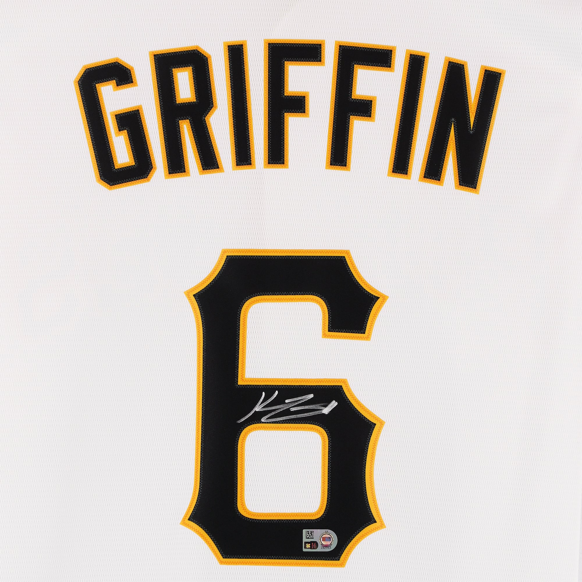 Maillot réplique blanc Nike autographié de Konnor Griffin, des Pirates de Pittsburgh