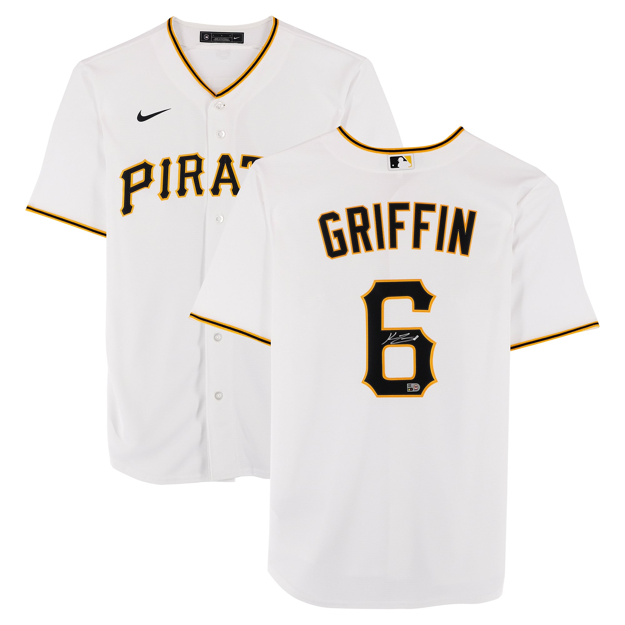 Maillot réplique blanc Nike autographié de Konnor Griffin, des Pirates de Pittsburgh