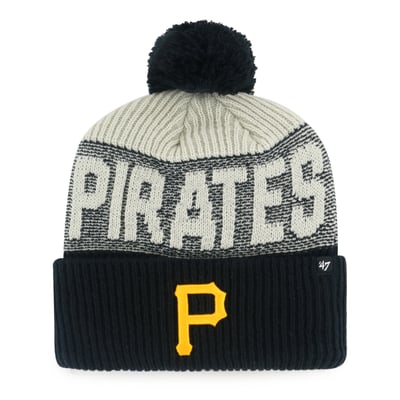 Pittsburgh Pirates '47 Bone Chill Cuffed Knit Hat with Pom - Black