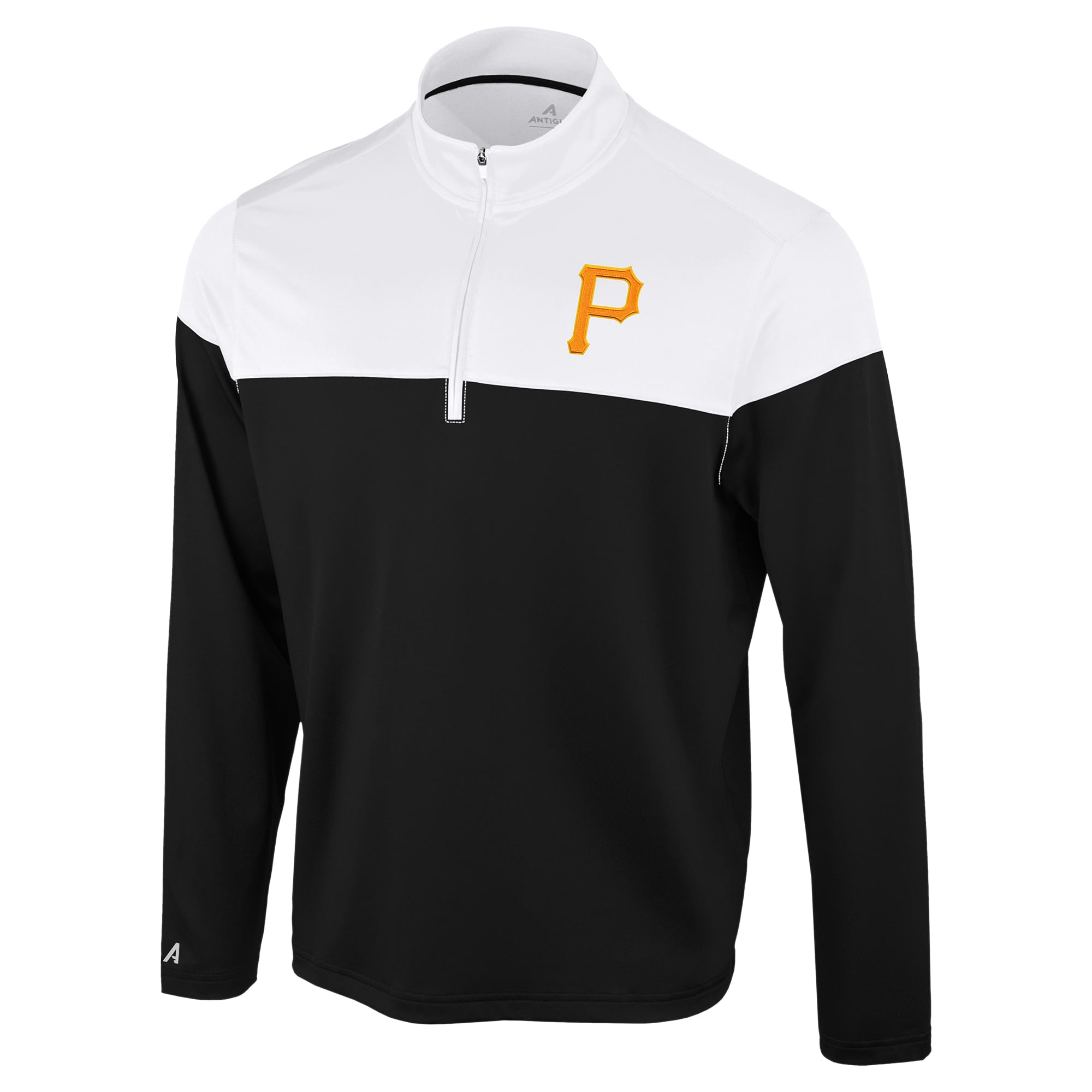 Pull à col zippé Antigua noir et blanc Pittsburgh Pirates pour homme
