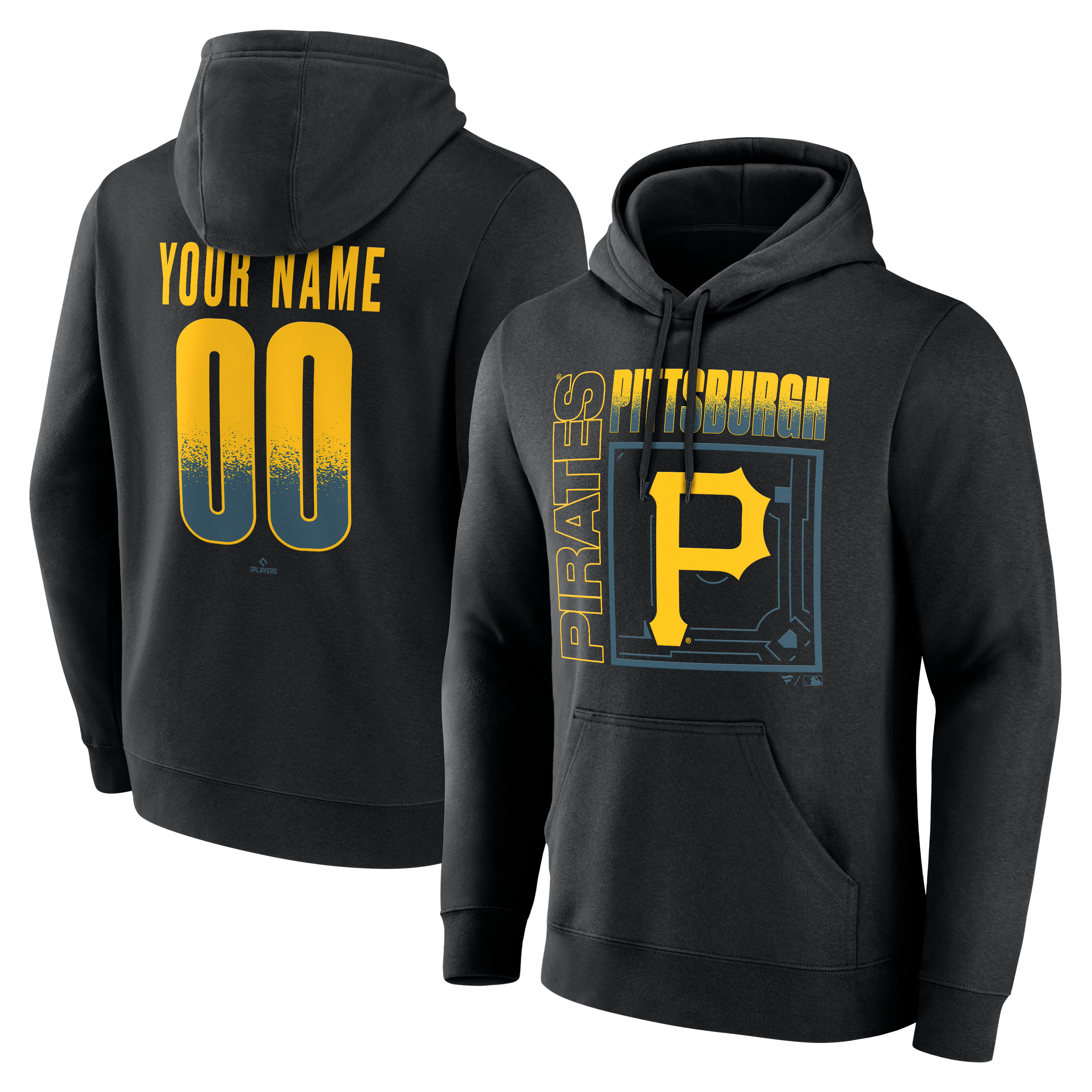 Men's Black Pittsburgh Pirates Home Field Pop Personalized Name & Number Hoodie