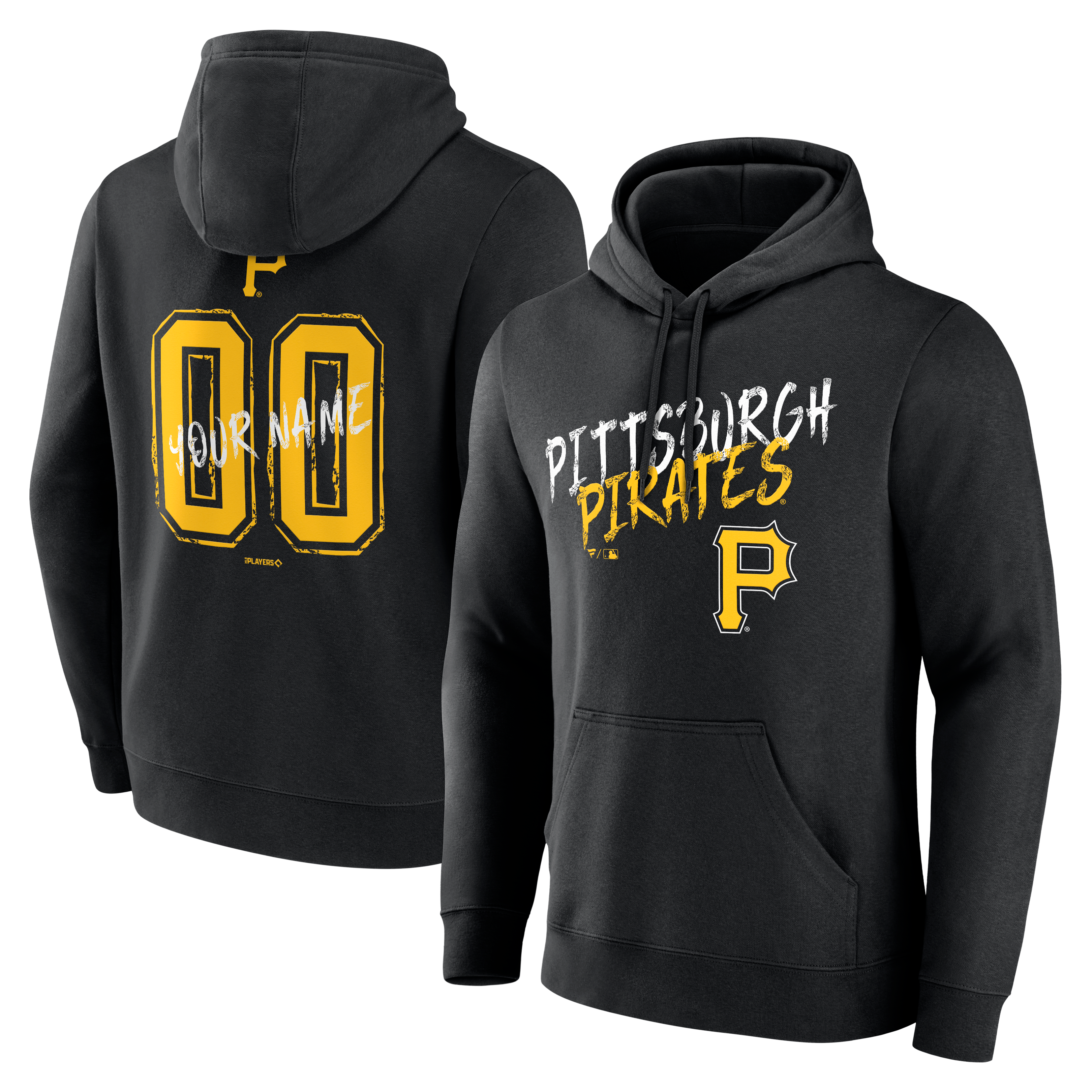 Men's Black Pittsburgh Pirates Hustle Personalized Name & Number Hoodie