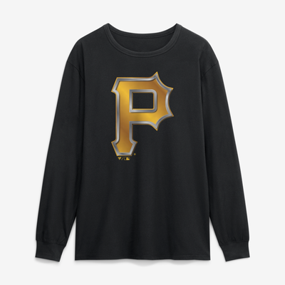 Pittsburgh Pirates  Metallic Mascot Long Sleeve T-Shirt - Black