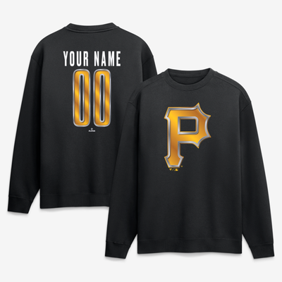 Pittsburgh Pirates  Metallic Mascot Personalized Name & Number Sweatshirt - Black