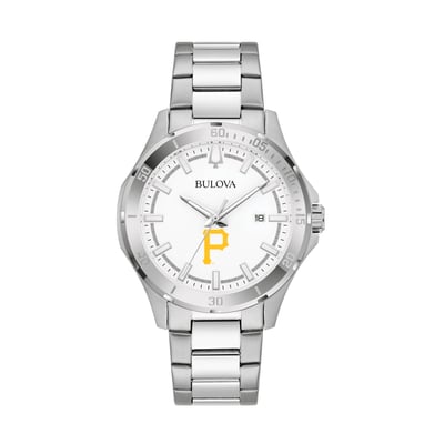 Pittsburgh Pirates Bulova Stainless Steel Classic Sport Watch - Silver
