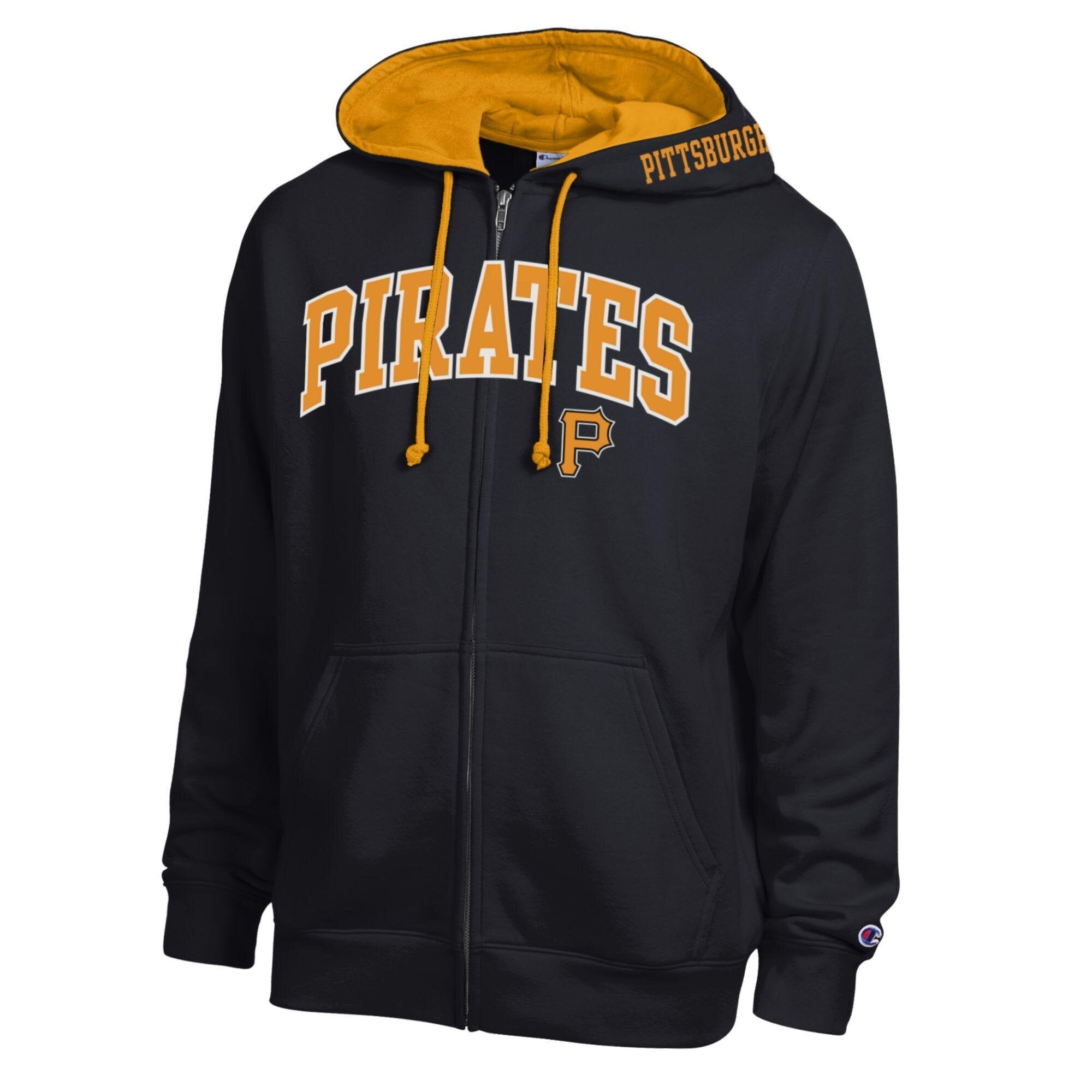 Sweat à capuche zippé en polaire noire Champion Pittsburgh Pirates pour homme