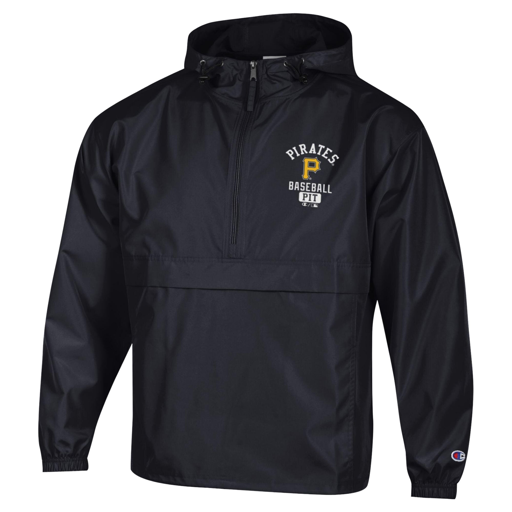 Men's Champion Black Pittsburgh Pirates Packable Windbreaker Half-Zip Jacket