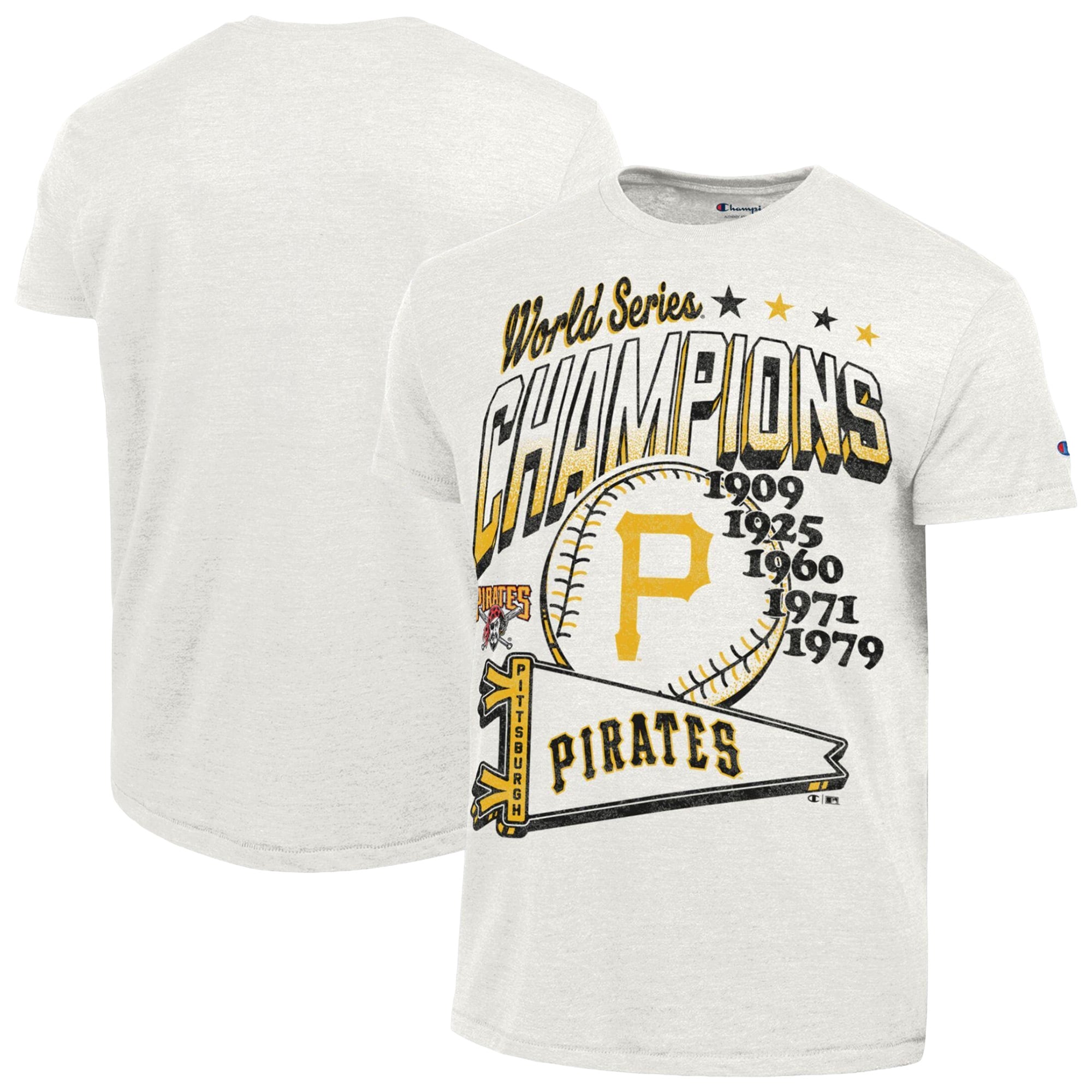 Men's Champion Cream Pittsburgh Pirates Winning Tradition Cooperstown Collection Tri-Blend T-Shirt