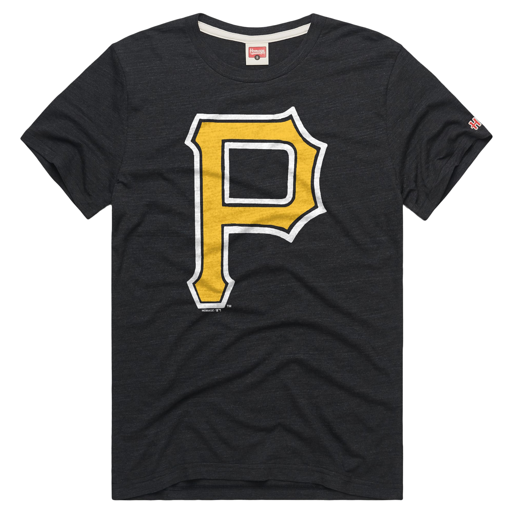 Men's Homage Heather Black Pittsburgh Pirates Hand Drawn Logo Tri-Blend T-Shirt