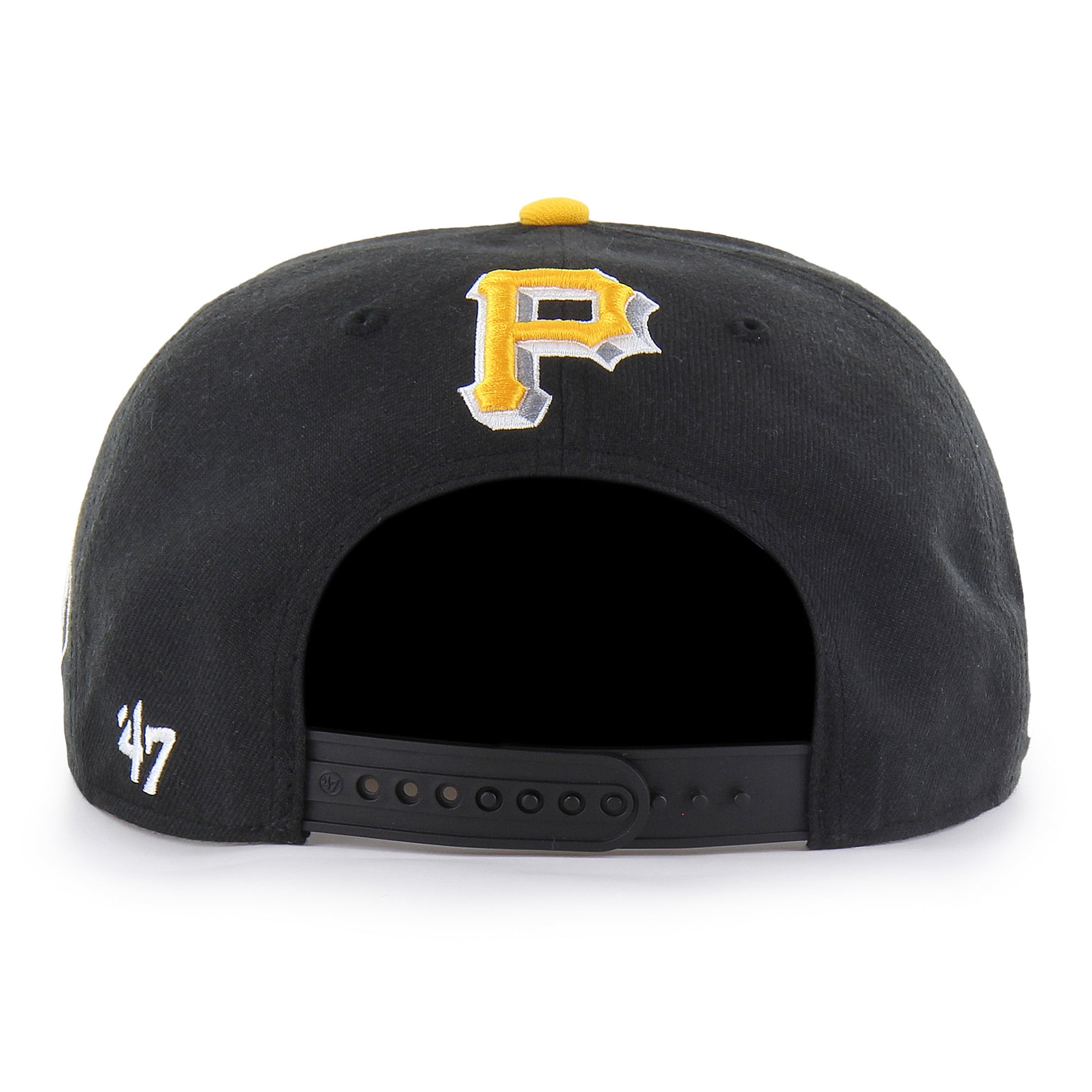 Men's Mister Cartoon x '47 Black Pittsburgh Pirates Wrap Script Captain Snapback Hat