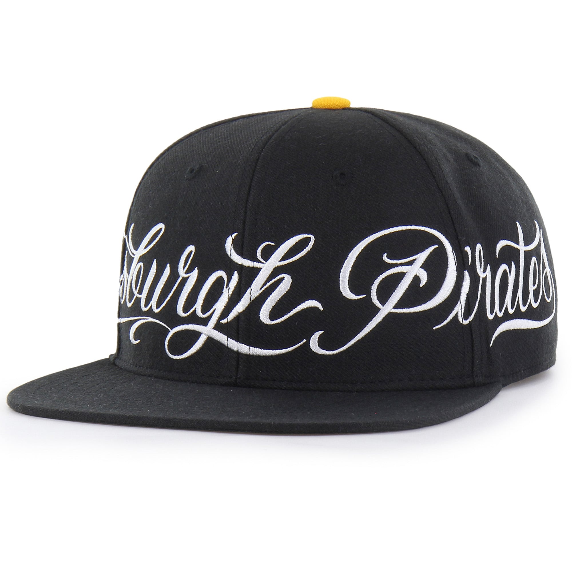 Men's Mister Cartoon x '47 Black Pittsburgh Pirates Wrap Script Captain Snapback Hat