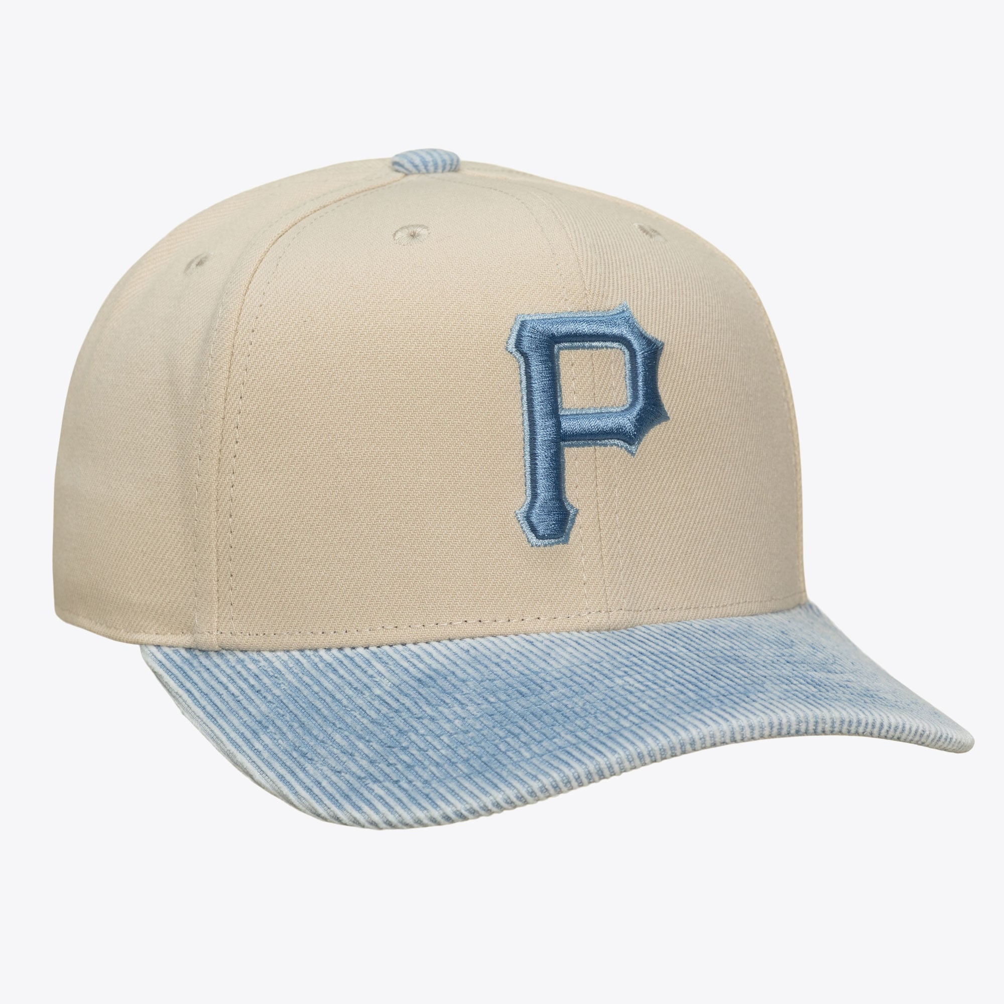 Men's Mitchell & Ness Cream/Light Blue Pittsburgh Pirates Washed Corduroy Pro Crown Snapback Hat