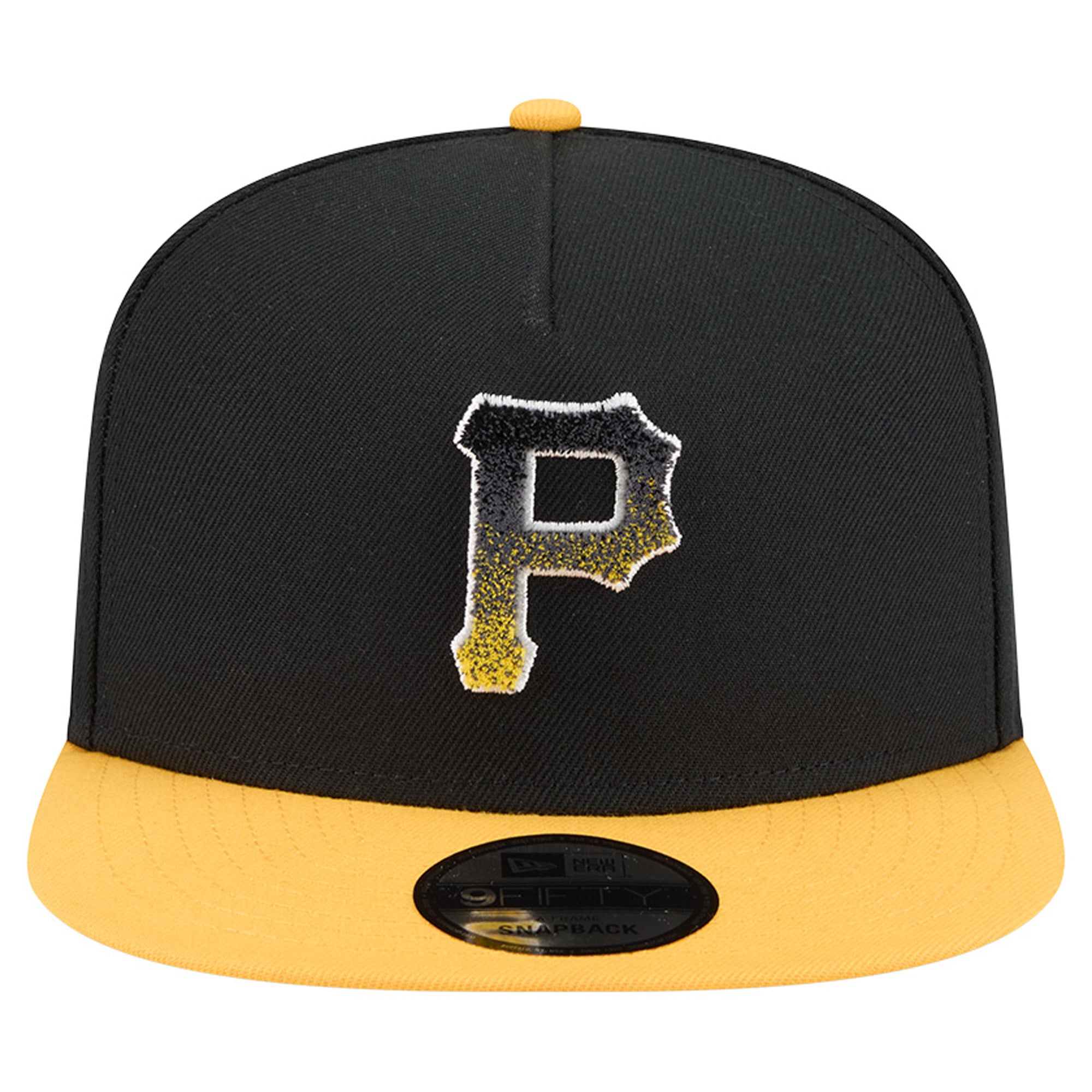 Casquette snapback New Era Pittsburgh Pirates noire et or à motif chenille dégradé, modèle A-Frame 9FIFTY pour homme