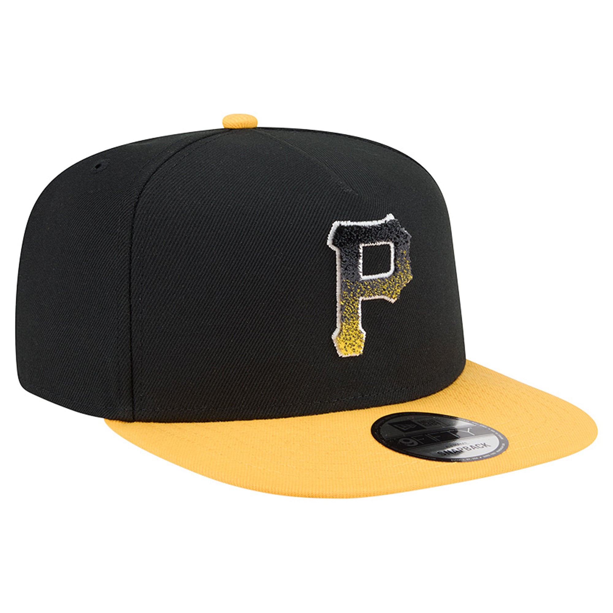 Casquette snapback New Era Pittsburgh Pirates noire et or à motif chenille dégradé, modèle A-Frame 9FIFTY pour homme