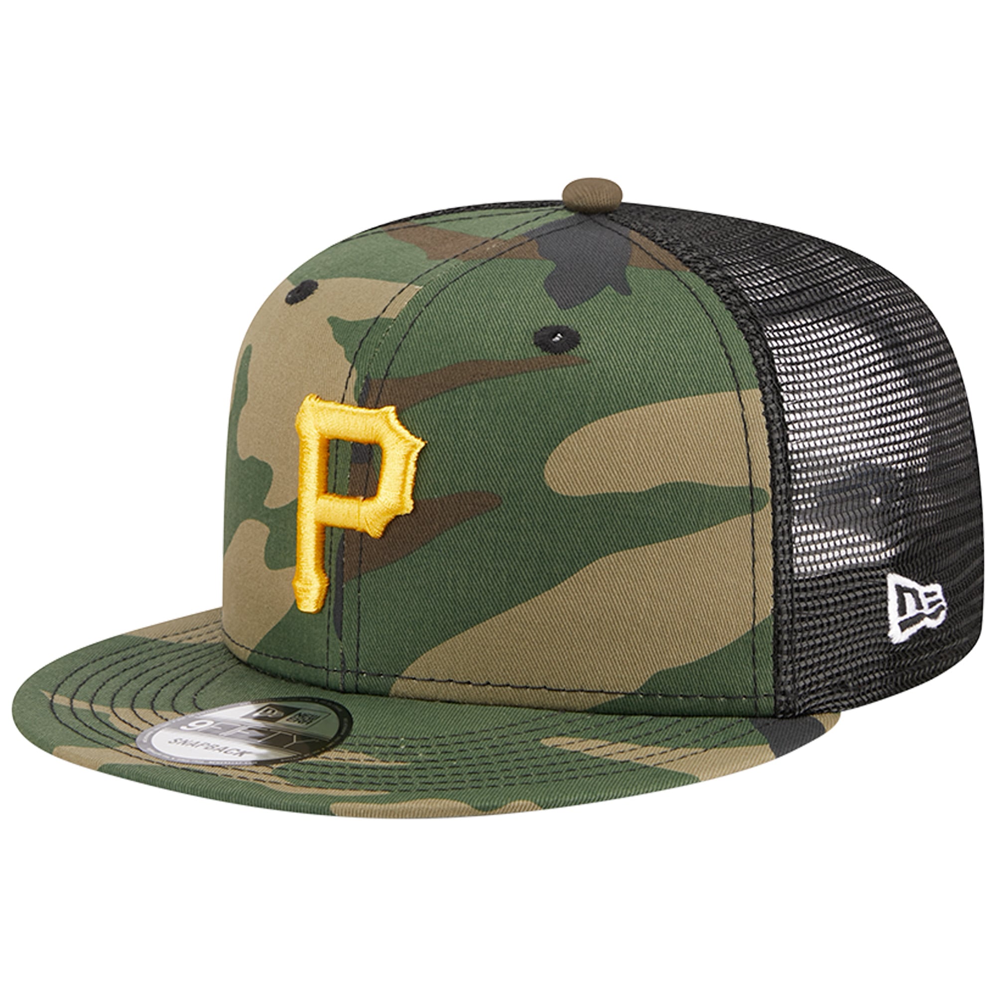 Casquette New Era Camo Pittsburgh Pirates Woodland Camo Trucker 9FIFTY Snapback pour homme