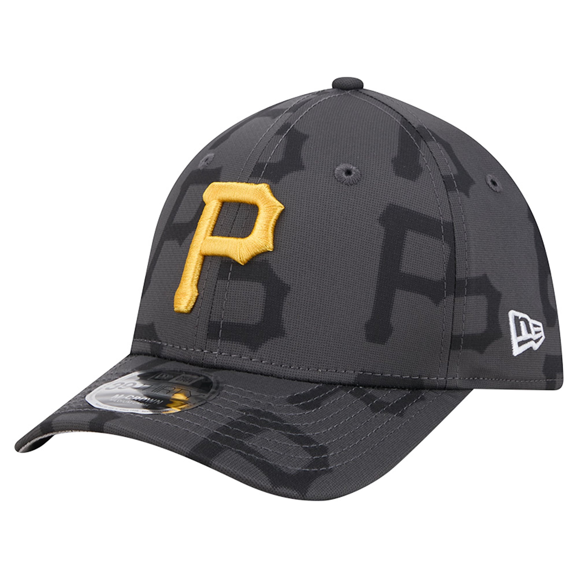 Men's New Era Gray Pittsburgh Pirates Halftone 39THIRTY Flex Hat