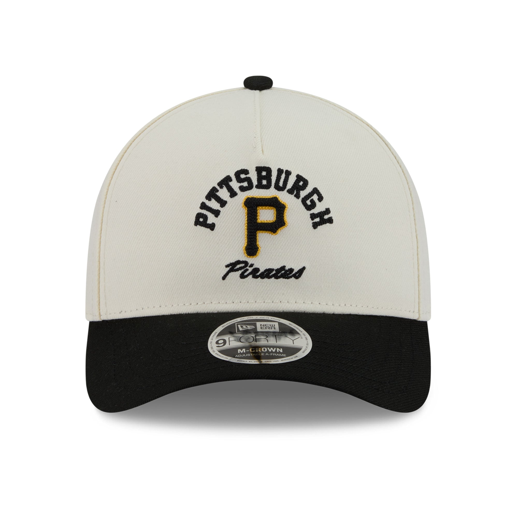 Men's New Era Natural/Black Pittsburgh Pirates Arch 9FORTY A-Frame M-Crown Adjustable Hat