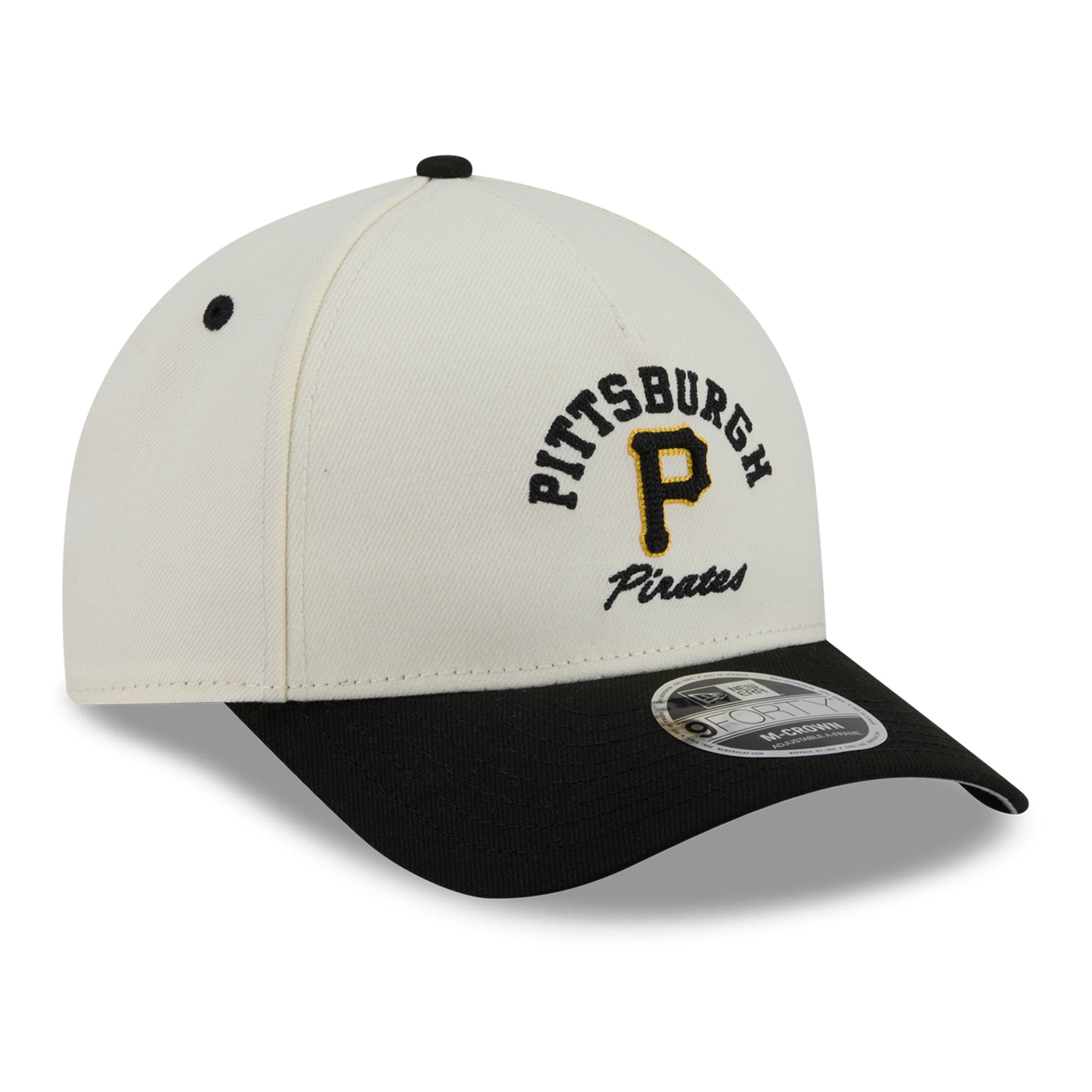 Men's New Era Natural/Black Pittsburgh Pirates Arch 9FORTY A-Frame M-Crown Adjustable Hat