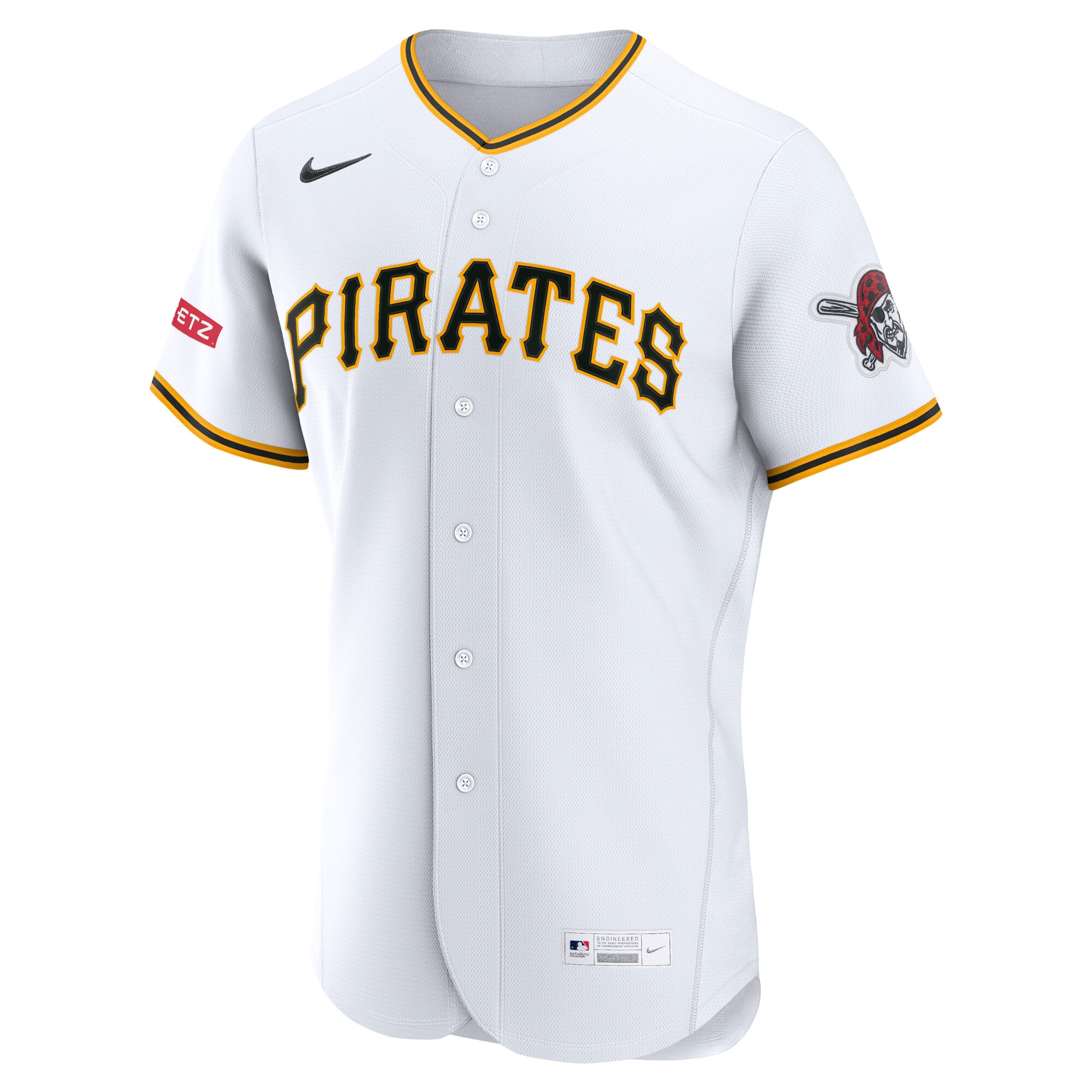 Men's Nike White Pittsburgh Pirates Home Sponsor Patch Authentic Jersey