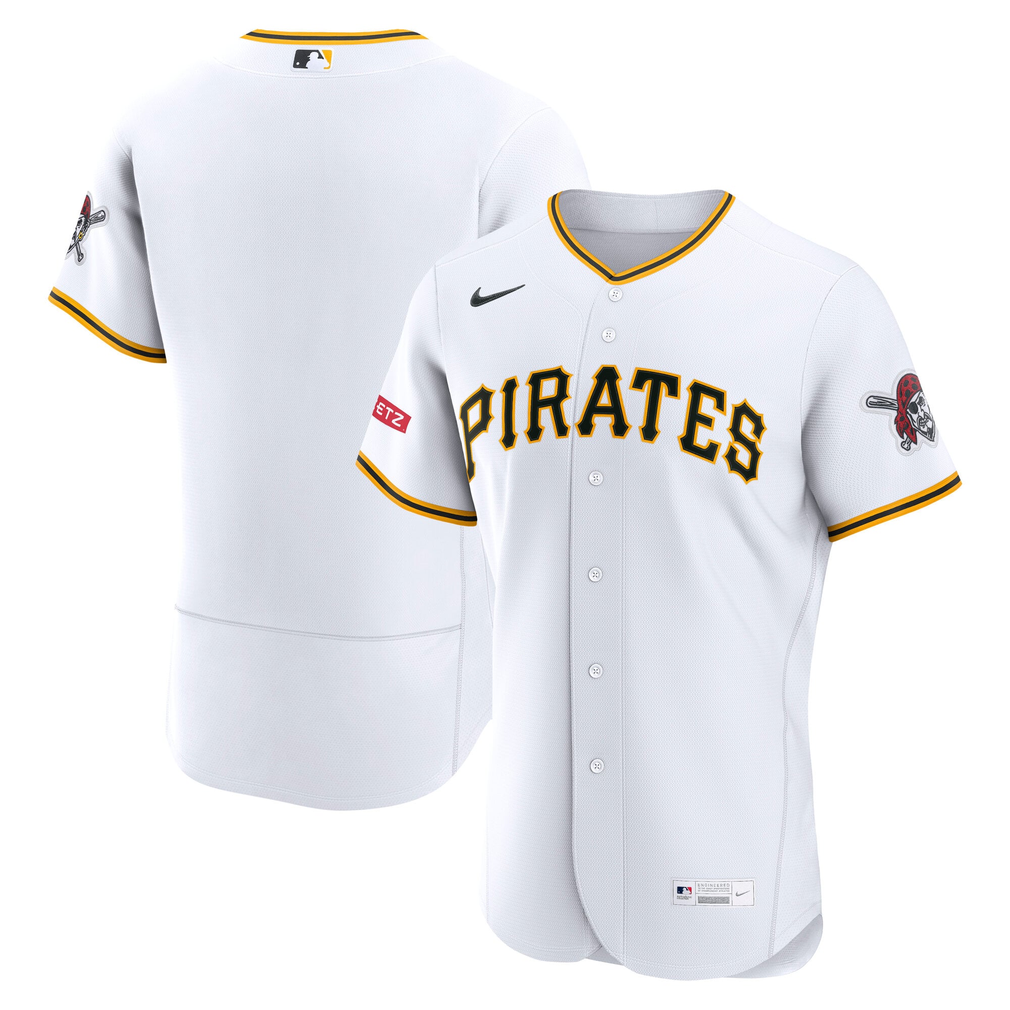 Men's Nike White Pittsburgh Pirates Home Sponsor Patch Authentic Jersey